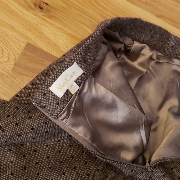 Modcloth Wool Skirt Brown Dot knee length - Picture 3 of 6